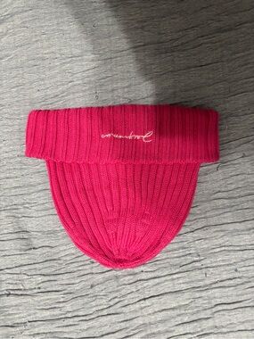 Jacquemus Pink Ribbed Knit Visor Beanie